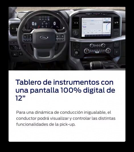 Tablero de instrumentos con pantalla digital de la Ford F-150 Híbrida